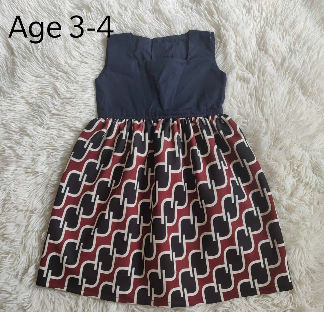 Navy and maroon geometric dress