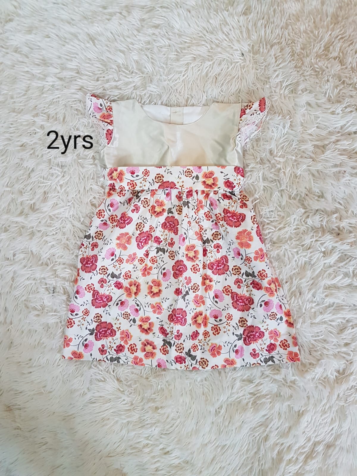 Gold pink floral dress