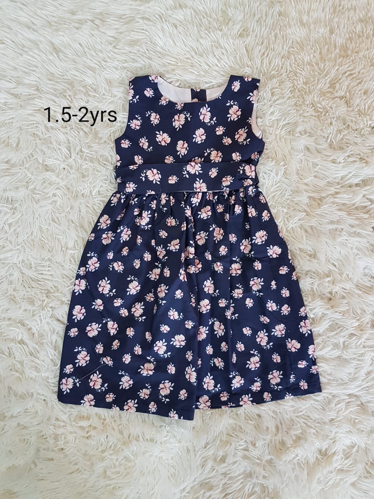Navy pink floral dress