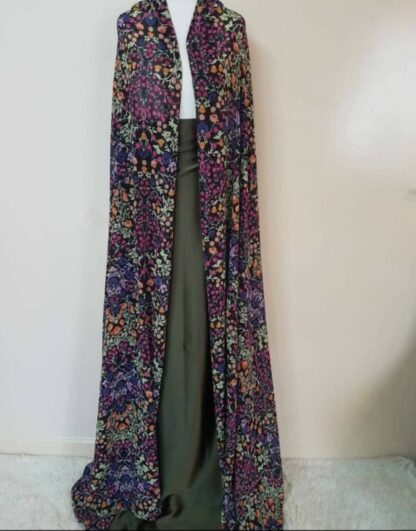 Floral jacket and khaki skirt