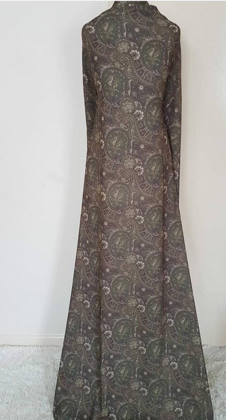 Khaki paisley maxi dress (pocket)