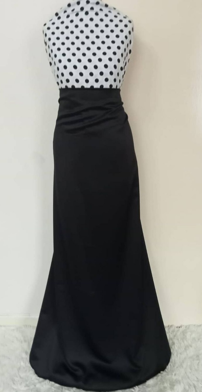 White polka black skirt maxi dress