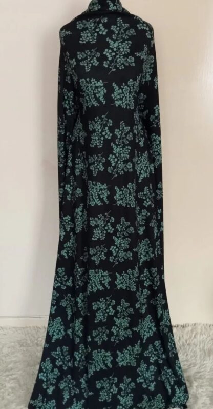 Green floral black maxi dress
