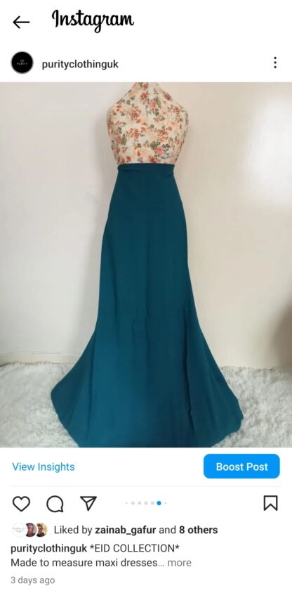 Purity Clothing Women Teal floral two piece maxi